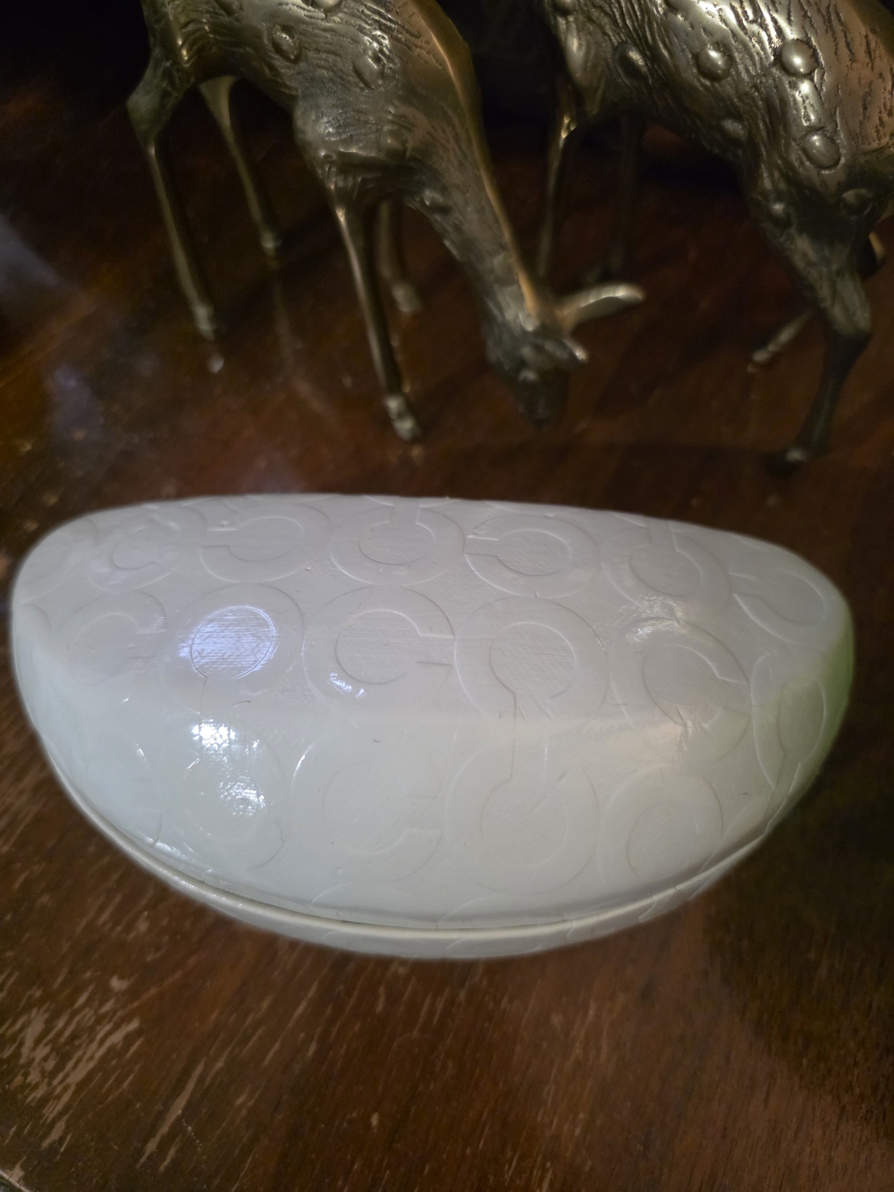 Large Coach White Sunglasses Case with Iconic White C.